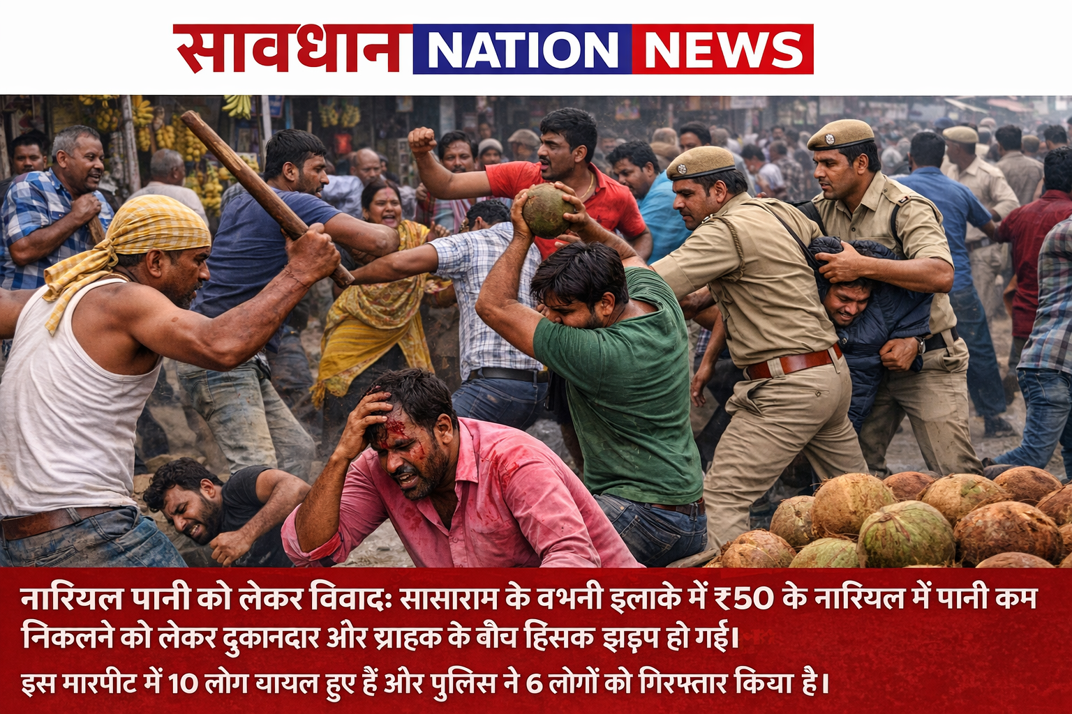 मात्र 50 रुपये के नारियल पानी पर खूनी संघर्ष,